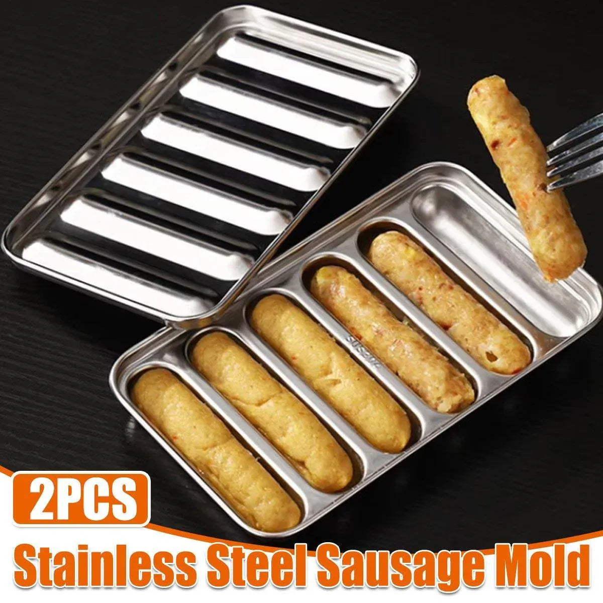 2PCS Stainless Steel Sausage Molds DIY Meat Ham Maker for Homemade Snacks